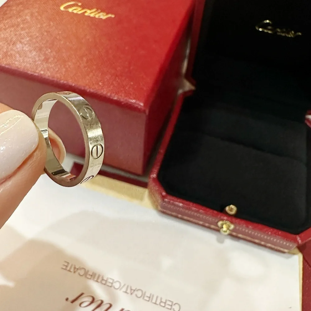 Cartier LOVE 18k White Gold 3.5mm Wedding Band Ring Size 49 US 4.75 Box Receipt - Picture 7 of 7